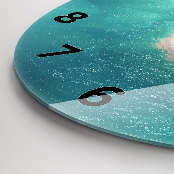 Round glass clock Heart Island