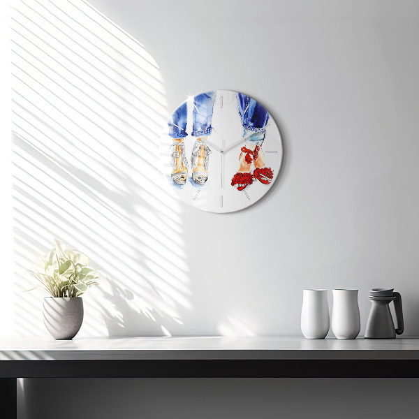 Round glass clock 'Women''s High Heels'