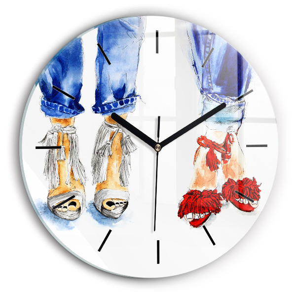 Round glass clock 'Women''s High Heels'
