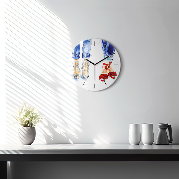 Round glass clock 'Women''s High Heels'