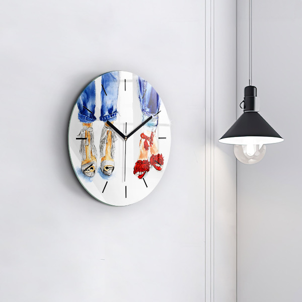 Round glass clock 'Women''s High Heels'