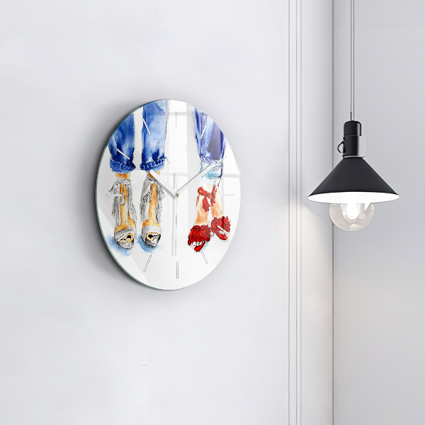 Round glass clock 'Women''s High Heels'