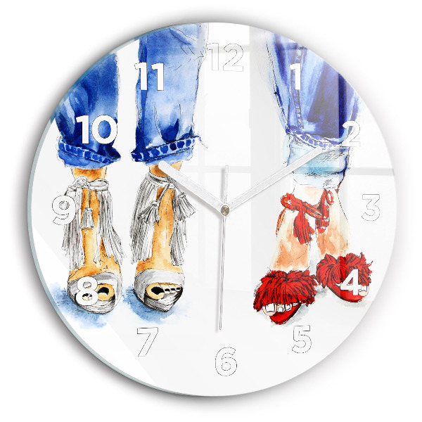 Round glass clock 'Women''s High Heels'