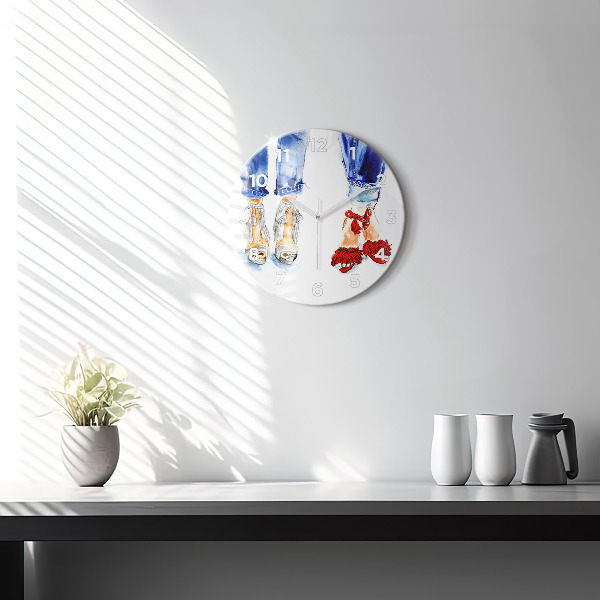 Round glass clock 'Women''s High Heels'