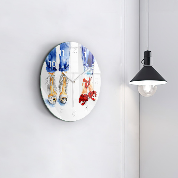 Round glass clock 'Women''s High Heels'