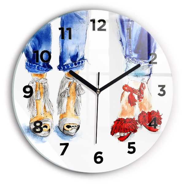 Round glass clock 'Women''s High Heels'