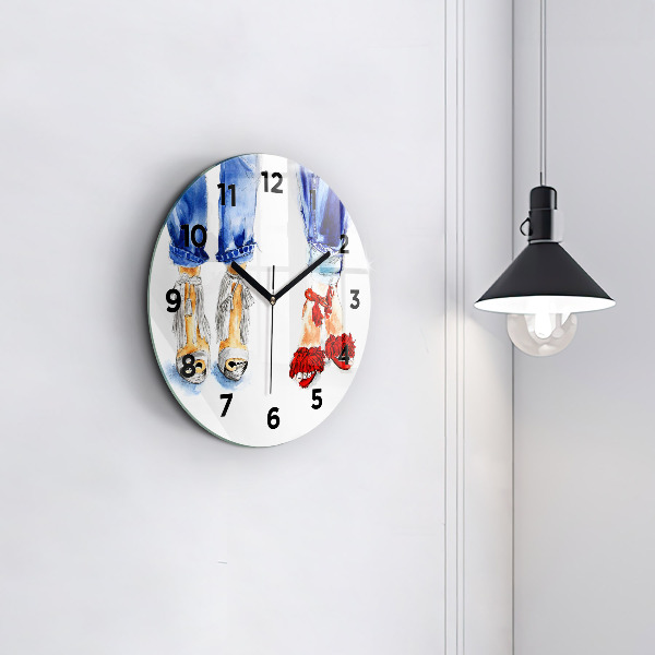 Round glass clock 'Women''s High Heels'