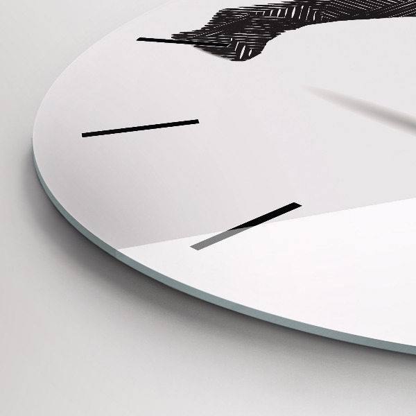 Round glass clock Rhinoceros line art