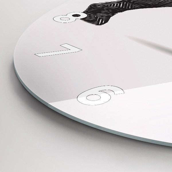 Round glass clock Rhinoceros line art