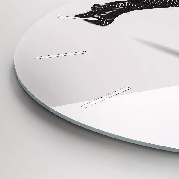 Round glass clock Rhinoceros line art