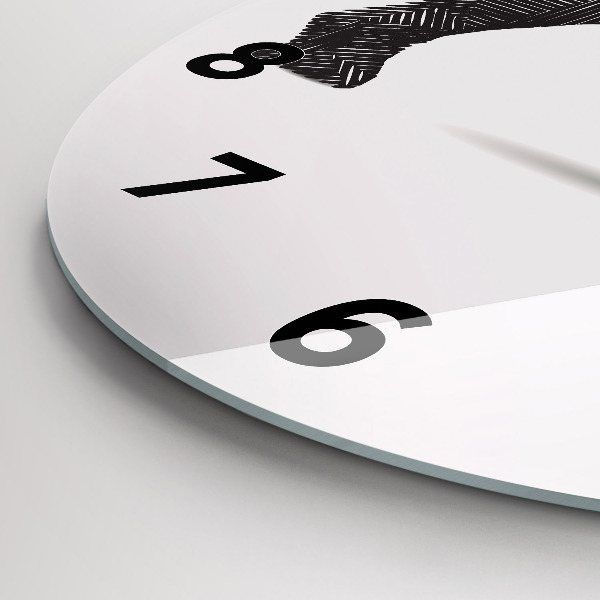 Round glass clock Rhinoceros line art