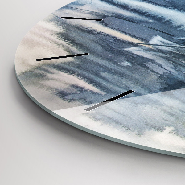 Round glass clock Fisherman on the lake