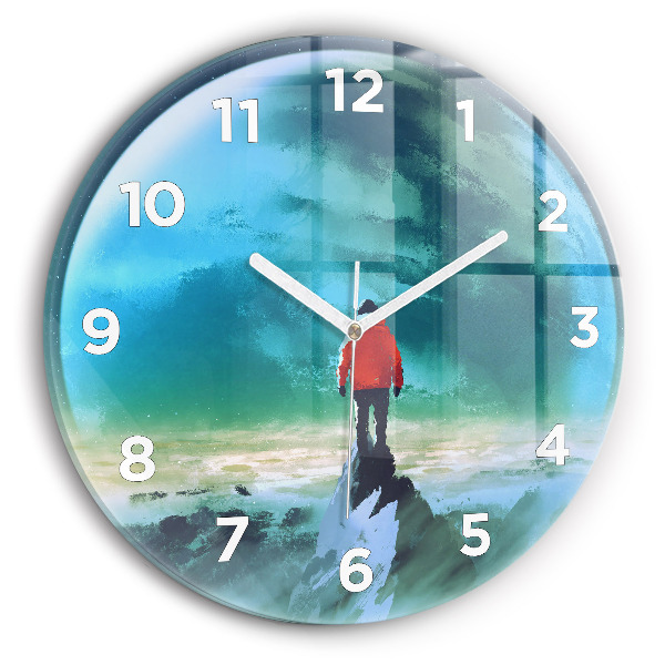 Round glass clock Man in the moon