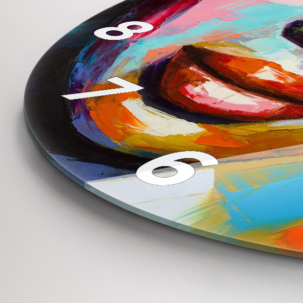 Round glass clock 'Colorful woman''s face'