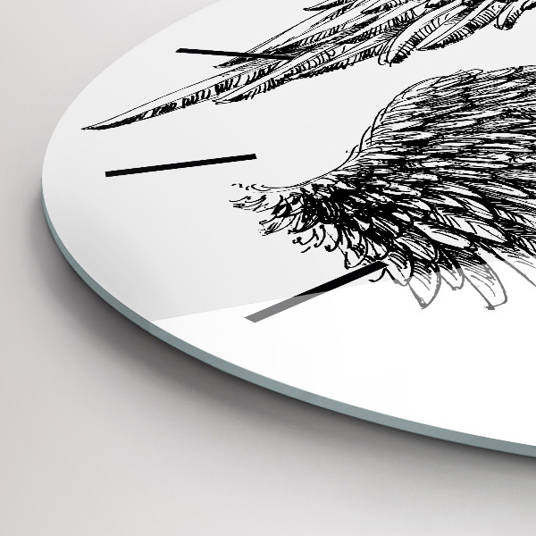 Round glass clock Angel wings