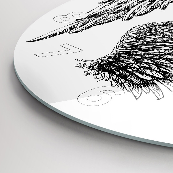 Round glass clock Angel wings