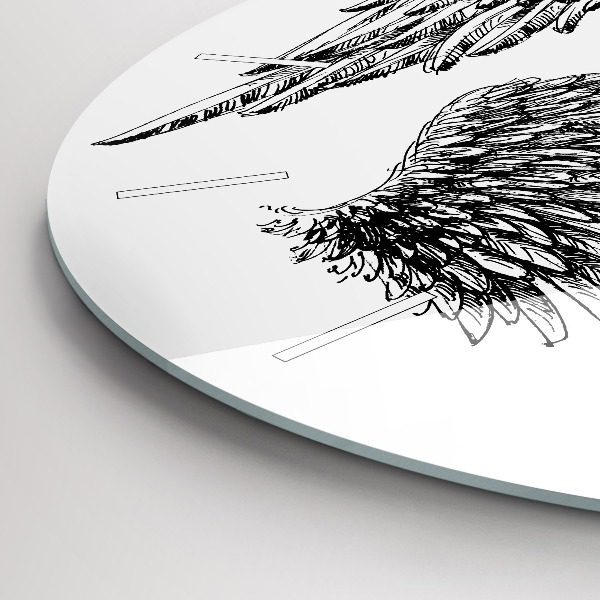 Round glass clock Angel wings