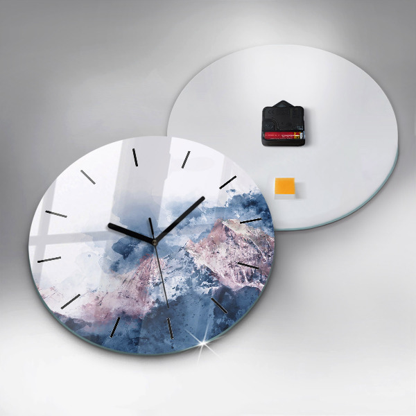 Round glass clock Abstract mountain ranges