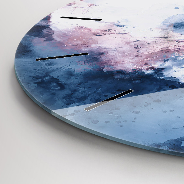 Round glass clock Abstract mountain ranges