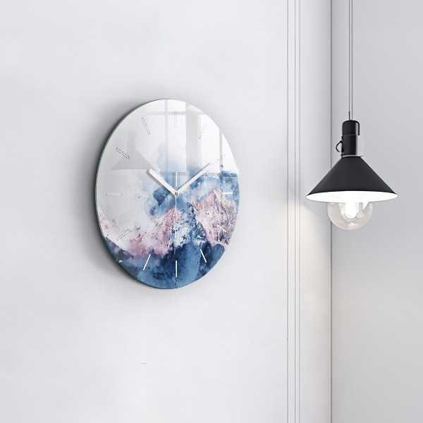 Round glass clock Abstract mountain ranges