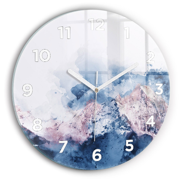 Round glass clock Abstract mountain ranges