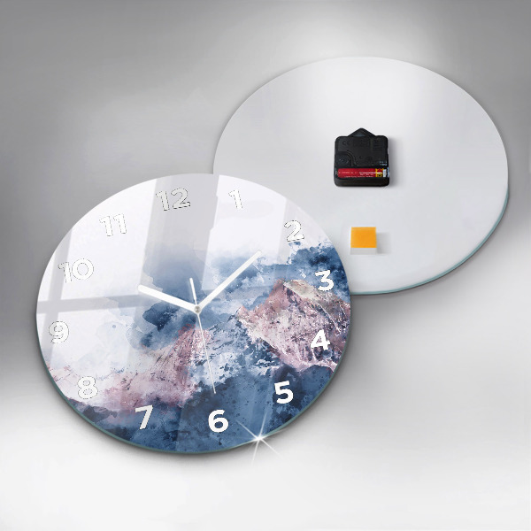 Round glass clock Abstract mountain ranges