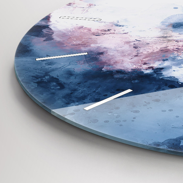 Round glass clock Abstract mountain ranges