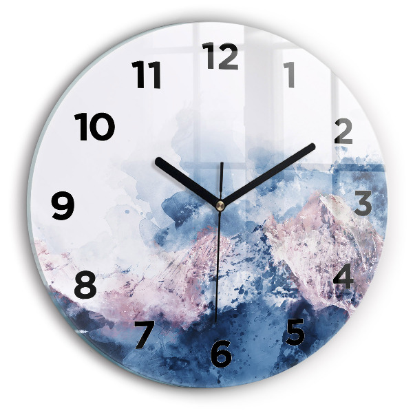 Round glass clock Abstract mountain ranges