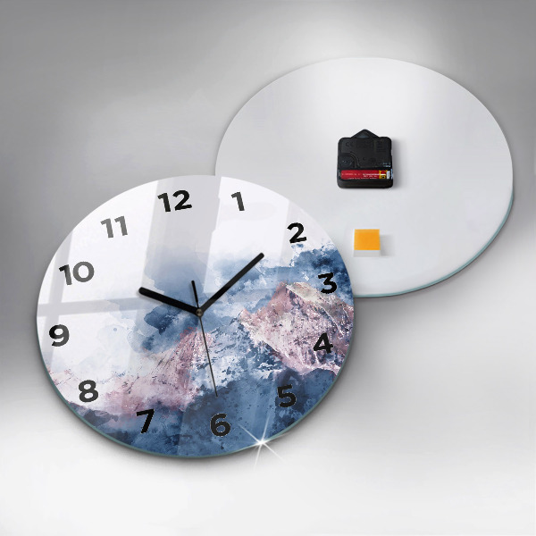 Round glass clock Abstract mountain ranges