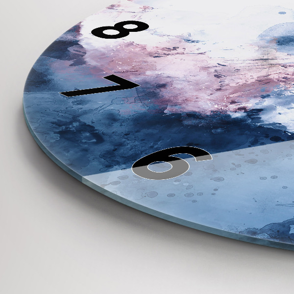 Round glass clock Abstract mountain ranges