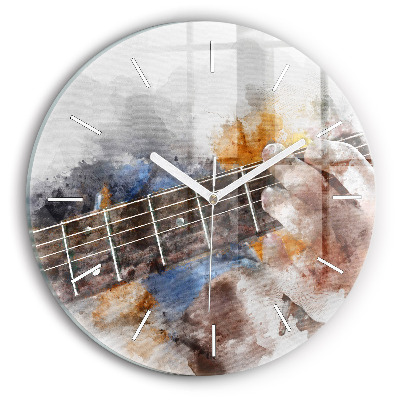 Round glass clock Guitar Graphics