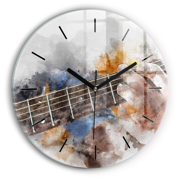 Round glass clock Guitar Graphics