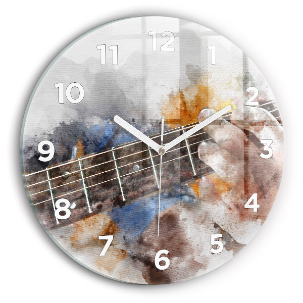 Round glass clock Guitar Graphics