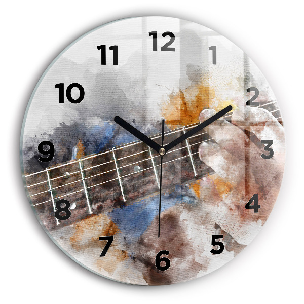 Round glass clock Guitar Graphics