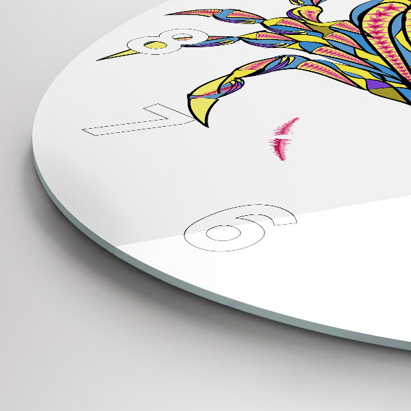 Round glass clock Ethnic crab