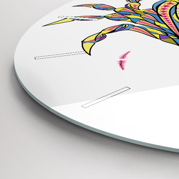 Round glass clock Ethnic crab