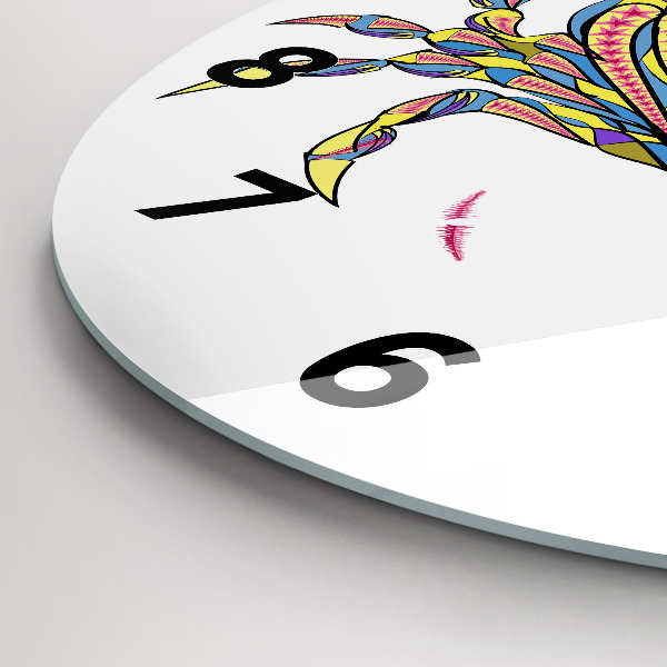 Round glass clock Ethnic crab
