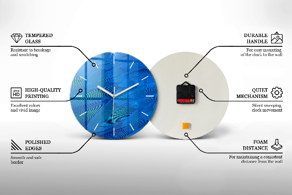 Round glass clock People with umbrellas