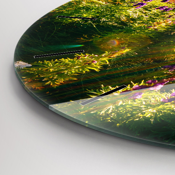 Round glass clock Lavender Meadow