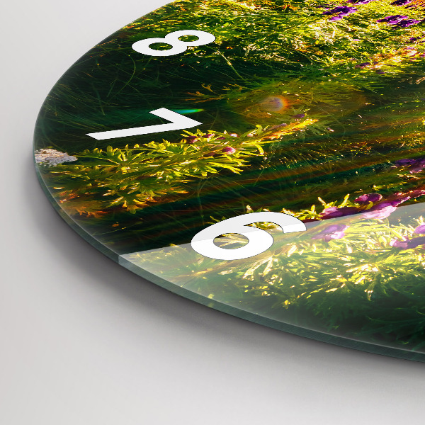 Round glass clock Lavender Meadow