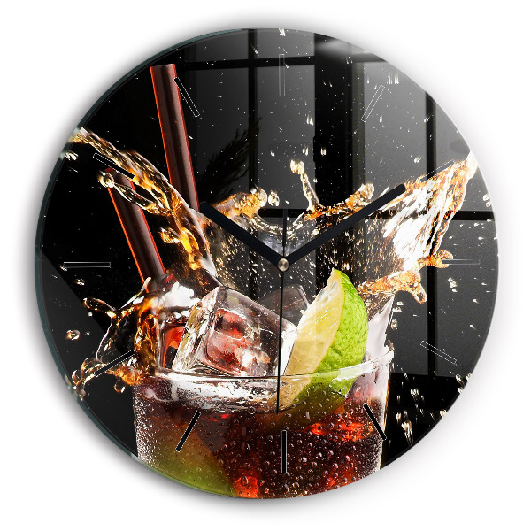 Round glass clock Drink with ice