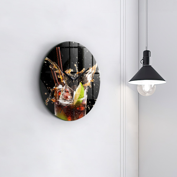 Round glass clock Drink with ice