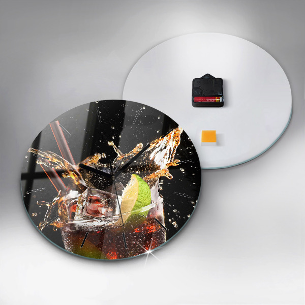 Round glass clock Drink with ice
