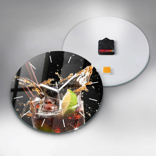 Round glass clock Drink with ice