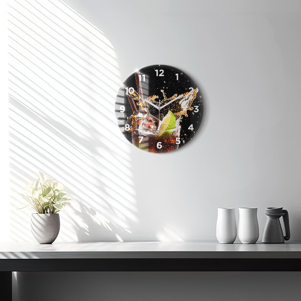 Round glass clock Drink with ice