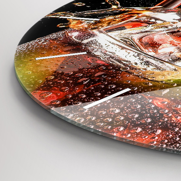 Round glass clock Drink with ice