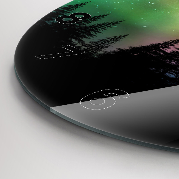 Round glass clock Northern lights