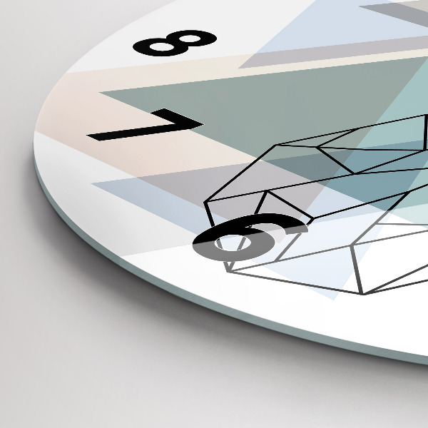 Round glass clock Reindeer Scandinavian style