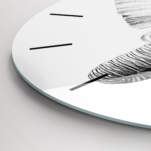 Round glass clock Graphic elephant head