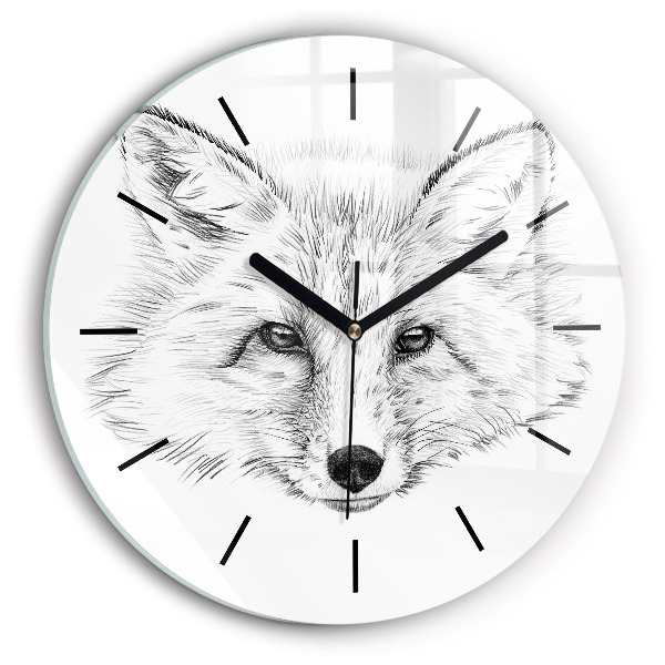 Round glass clock Graphic fox head